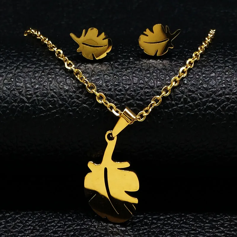 2019 Fashion Feather Stainless Steel Jewelry Sets for Women Gold Color Earings Necklace Sets Jewellery bijoux mariage 178392
2019 Fashion Feather Stainless Steel Jewelry Sets for Women Gold Color Earings Necklace Sets Jewellery bijoux mariage 178392