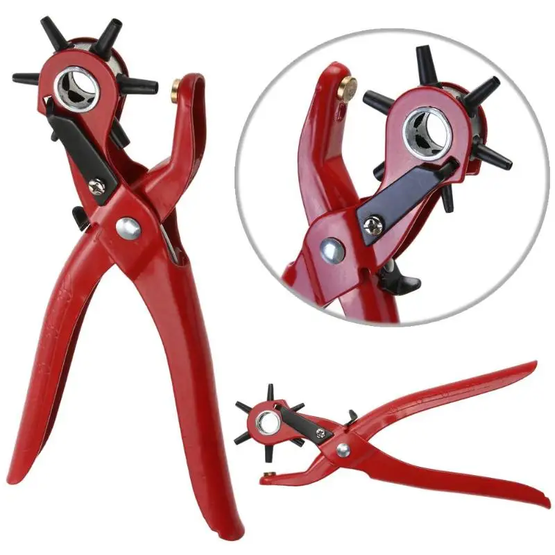 

New 5 Hole Size Household Belt Hole Puncher Leather Punchers Tools Leathercraft Punching Machine Hand Pliers Tool Sewing Crafts