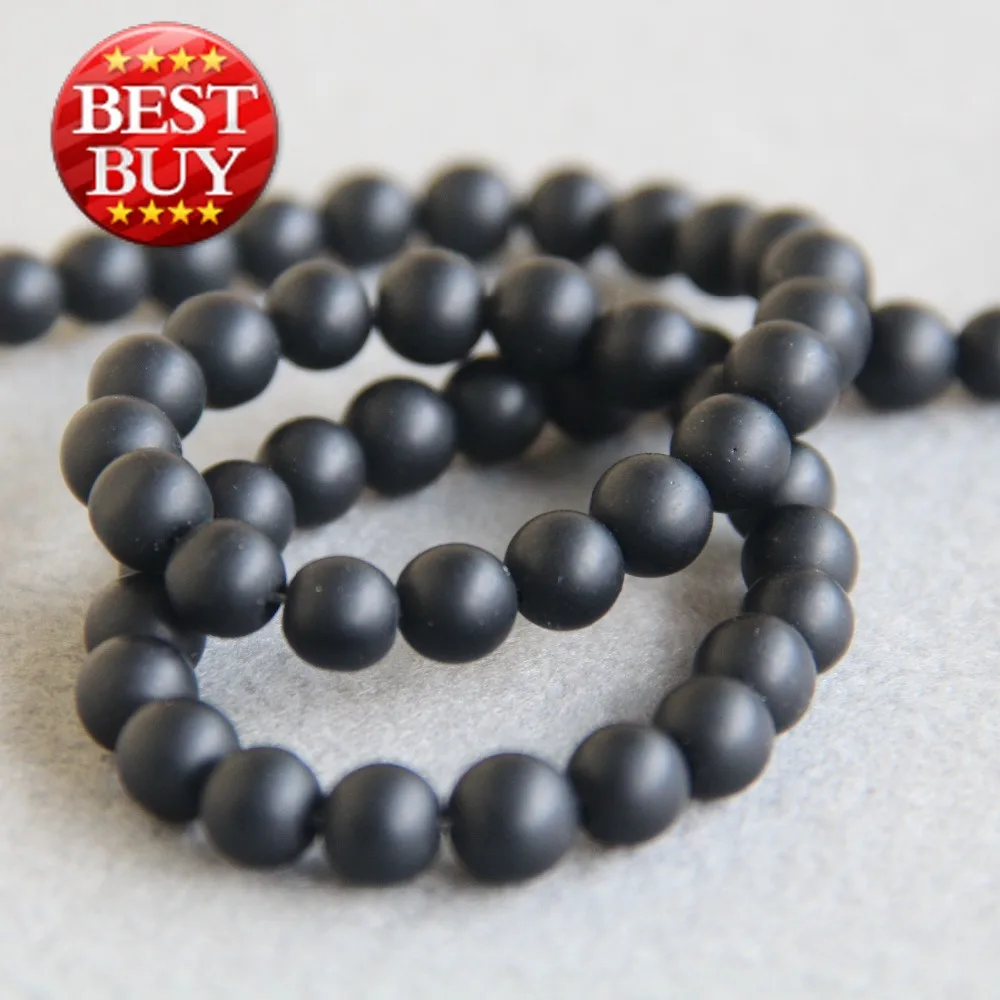 8mm Fashion Natural Black Onyx Beads Round DIY Stone Frosted Accessory Parts 15inch Grind Arenaceous Jewelry Making Design | Украшения и