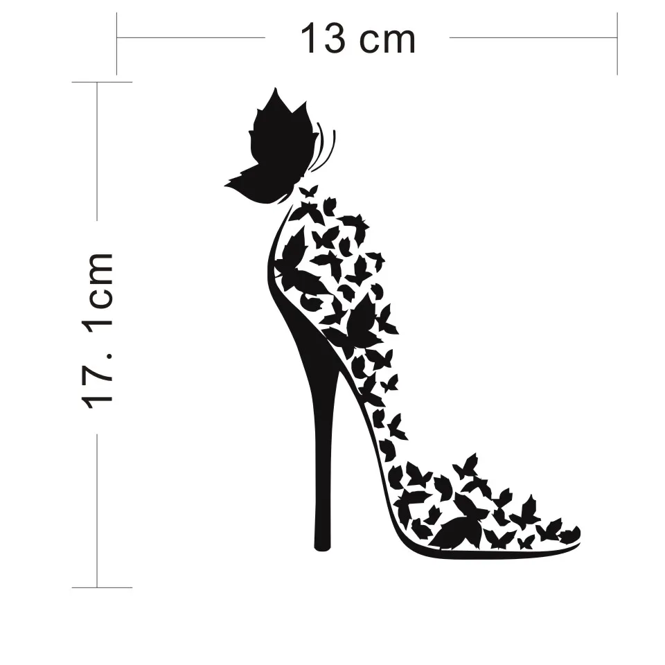 13cm17.1cm Fashion Butterfly Decor Vinyl Car Sticker Motorcycle Wall Window Auto Car Body Decal Stickers BlackSilverLaser (4)