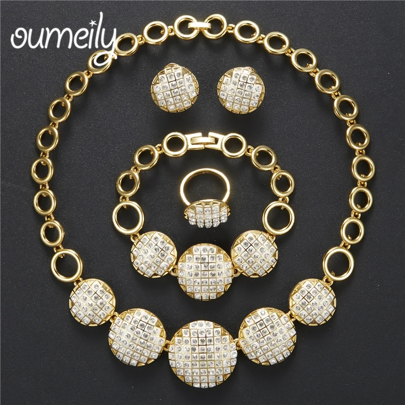 OUMEILY Dubai Wedding Jewelry Sets For Women Brides 2018 Luxury Gold Color African Beads Costume Imitation Crystal Jewellery set
OUMEILY Dubai Wedding Jewelry Sets For Women Brides 2018 Luxury Gold Color African Beads Costume Imitation Crystal Jewellery set