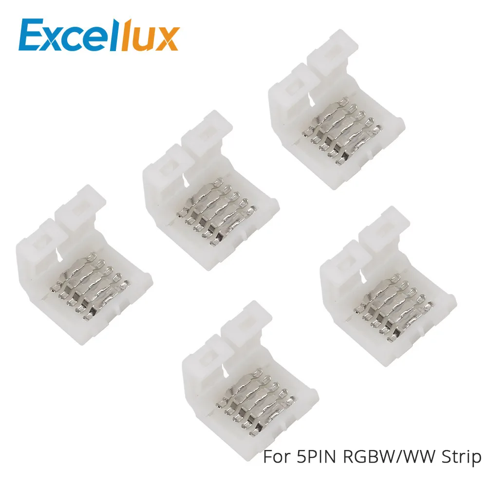 5pcs LED Strip Connectors 5pin 10mm Width Free Welding Connector For 5050 RGBW / RGBWW 5PIN Soldering clip | Обустройство дома