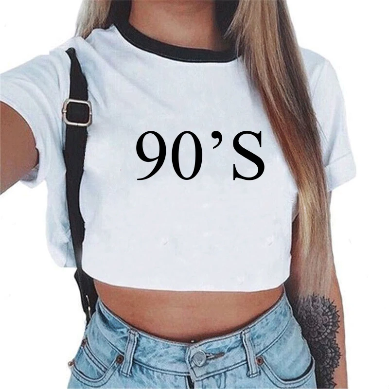 90's Letters Crop Top Women T Shirt Cotton Casual Funny Short Sleeve Print T-shirts For Lady Tee Hipster Cropped Tumblr White
90's Letters Crop Top Women T Shirt Cotton Casual Funny Short Sleeve Print T-shirts For Lady Tee Hipster Cropped Tumblr White