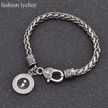 fashion lychee Semicolon Jewelry Suicide Awareness Crystals Bracelet for Men Women Silver Color Fashion Jewelry
fashion lychee Semicolon Jewelry Suicide Awareness Crystals Bracelet for Men Women Silver Color Fashion Jewelry