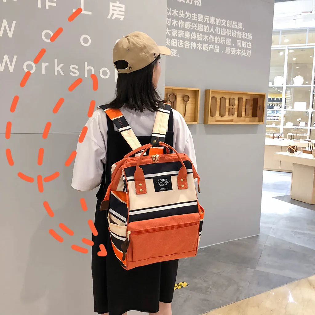 Large-capacity Canvas Student Fashion Clip Stripe Female Contrast Color Back Pack School Bag for Sweet Teenager Girl
Large-capacity Canvas Student Fashion Clip Stripe Female Contrast Color Back Pack School Bag for Sweet Teenager Girl
