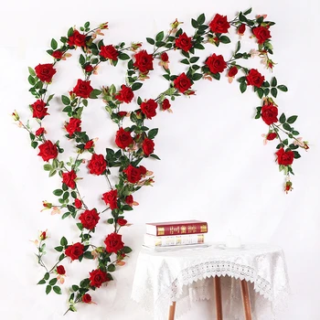 5pcs1.8M Silk Rose Flower With Ivy Vine Artificial Flowers for Home Wedding Decor Decorative Artificial Flower Garland Bendable
5pcs1.8M Silk Rose Flower With Ivy Vine Artificial Flowers for Home Wedding Decor Decorative Artificial Flower Garland Bendable