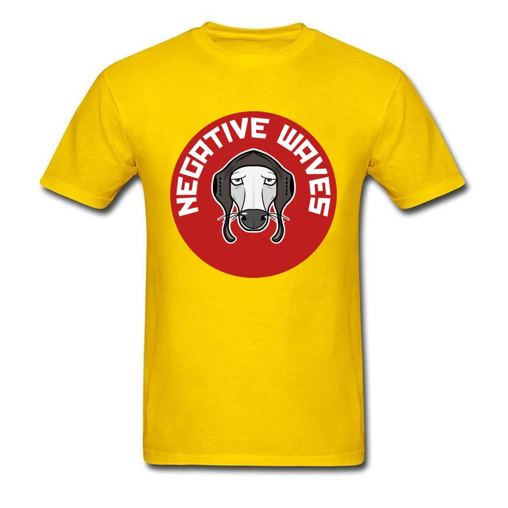 Negative Waves Stickers Short Sleeve Tops Shirts Round Collar Cotton Men Top T-shirts Printed T-shirts New Coming Negative Waves Stickers yellow