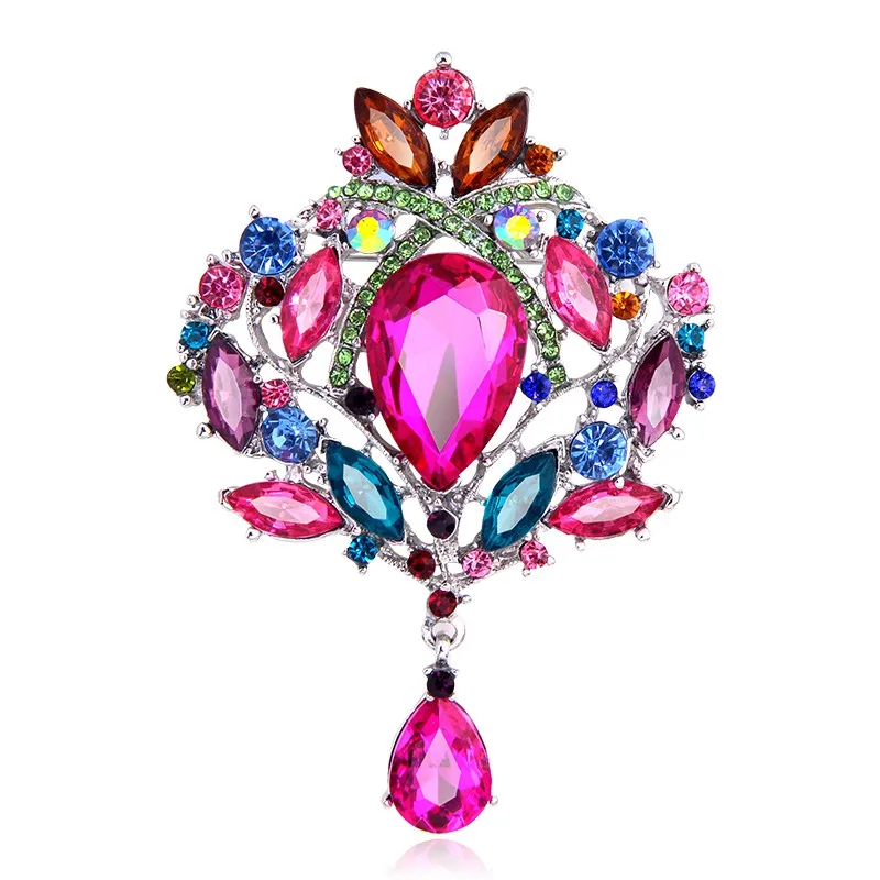 

baiduqiandu Brand Assorted Colors Shinning Large Crystal Vintage Drop Brooch Pins for Women or Wedding Bouquets Jewelry