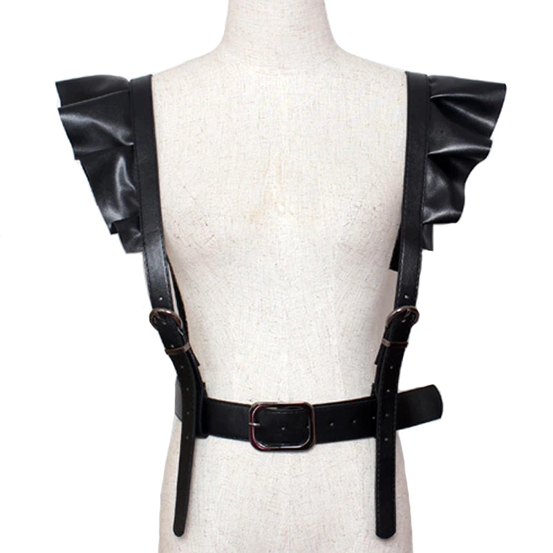 

Luxury hot new Personality Shoulders sexy Belt Faux Leather Body Bondage Corset female Harness Waist Belt Straps Suspenders Belt