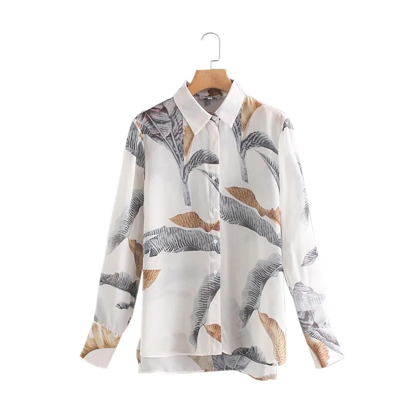 CS891 Women Brief Palm Print Turn Down Collar Long Sleeve Blouse Summer Cool Chiffon Shirts
CS891 Women Brief Palm Print Turn Down Collar Long Sleeve Blouse Summer Cool Chiffon Shirts