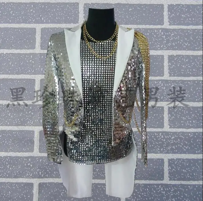 Silver Paillette Men Tuxedo Suits Designs Masculino Homme Terno Stage Costumes For Singers Men Sequin Blazer Jacket Star Style
Silver Paillette Men Tuxedo Suits Designs Masculino Homme Terno Stage Costumes For Singers Men Sequin Blazer Jacket Star Style