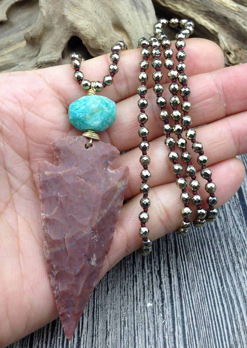 YA2817 Arrow Jaspers Stone Amazonite Hematite Beads Stone Handmade Knot Necklaces
YA2817 Arrow Jaspers Stone Amazonite Hematite Beads Stone Handmade Knot Necklaces