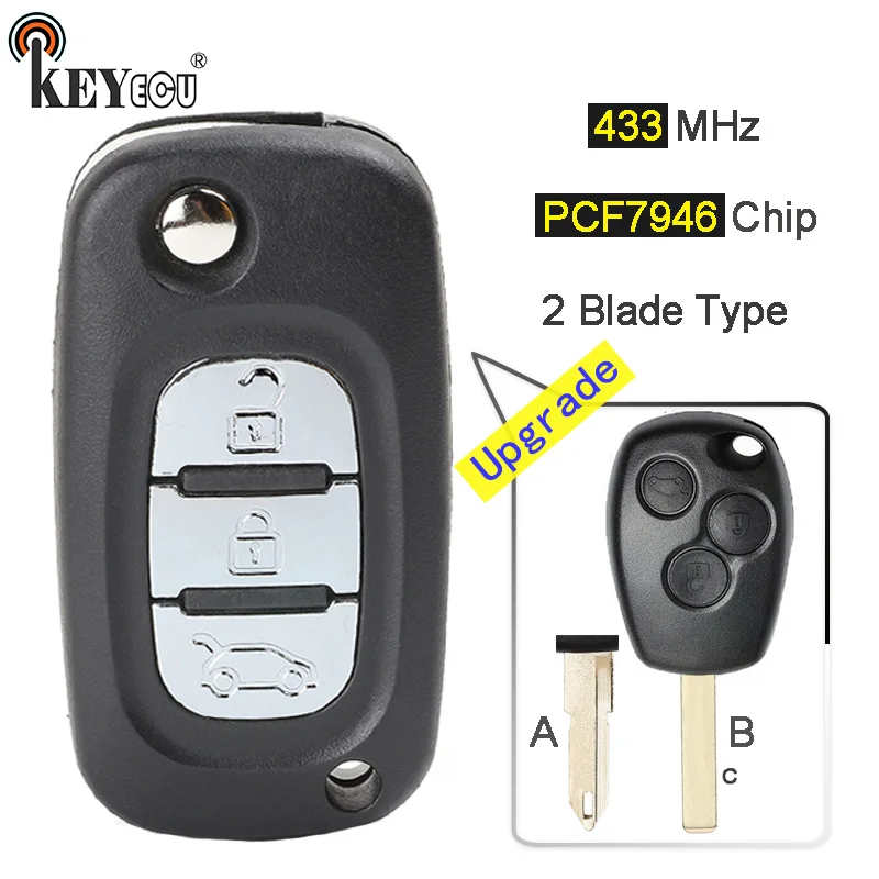 KEYECU 434MHz PCF7946 Chip 3 Button Updraded Flip Remote Car Key Fob for Renault Kangoo II Clio III Master Modus VA2/ NE73 Blade
KEYECU 434MHz PCF7946 Chip 3 Button Updraded Flip Remote Car Key Fob for Renault Kangoo II Clio III Master Modus VA2/ NE73 Blade