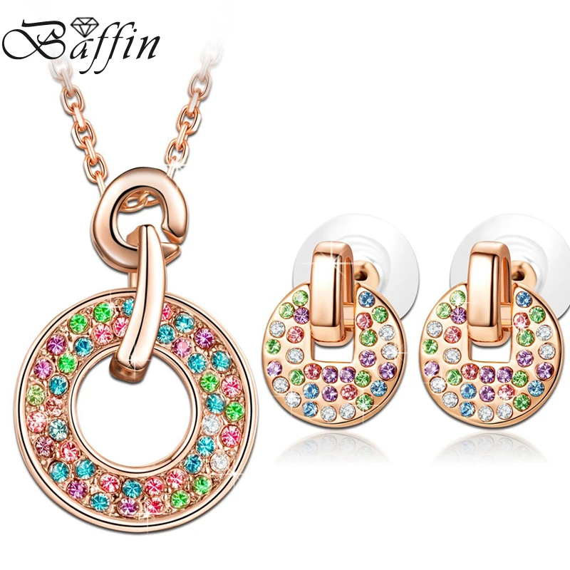 BAFFIN Rose Gold Color Circle Jewelry Set Crystals From Swarovski Fashion Pendant Necklace Piercing Earrings Women Accessories
BAFFIN Rose Gold Color Circle Jewelry Set Crystals From Swarovski Fashion Pendant Necklace Piercing Earrings Women Accessories