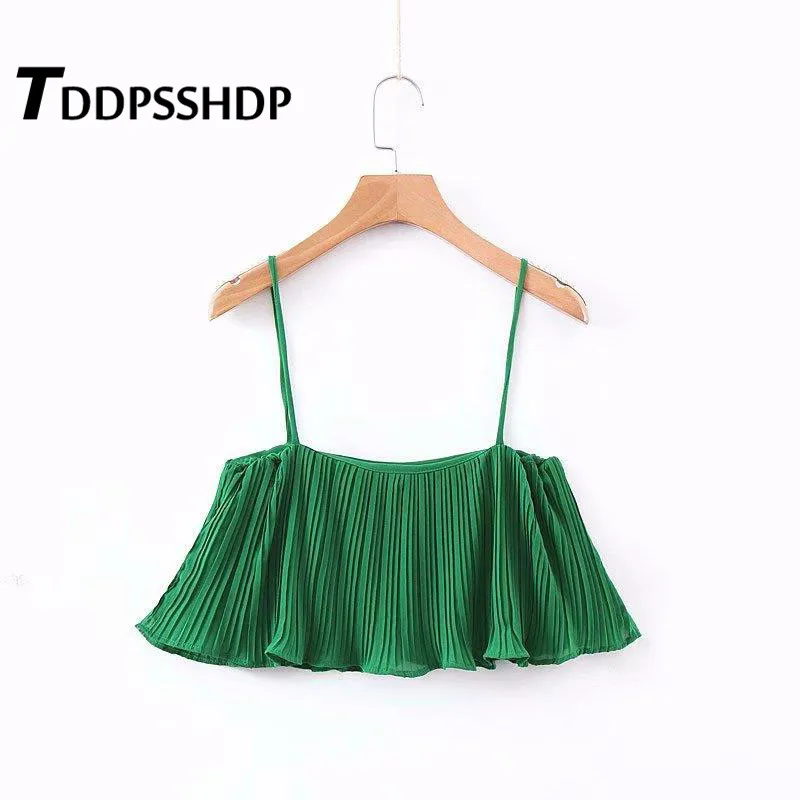 Green Color Pleated 2019 Refreshing Women Camisole Summer Beach Vacation Female Camis Tops
Green Color Pleated 2019 Refreshing Women Camisole Summer Beach Vacation Female Camis Tops