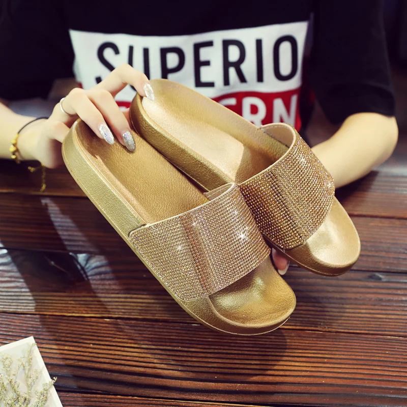 Summer Rhinestone Bling Slippers Female Flat Home Indoor Slip On Crystal Slippers Beach Flip Flops Women's Slides Shoes Woman
Summer Rhinestone Bling Slippers Female Flat Home Indoor Slip On Crystal Slippers Beach Flip Flops Women's Slides Shoes Woman