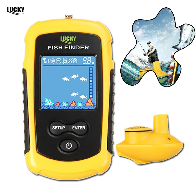 Lucky Wireless FishFinder Sonar Winter Fishing 120M Operate Fish Icon Display w/ Echo Sounder Alarm RL49-0065 Finder | Спорт и