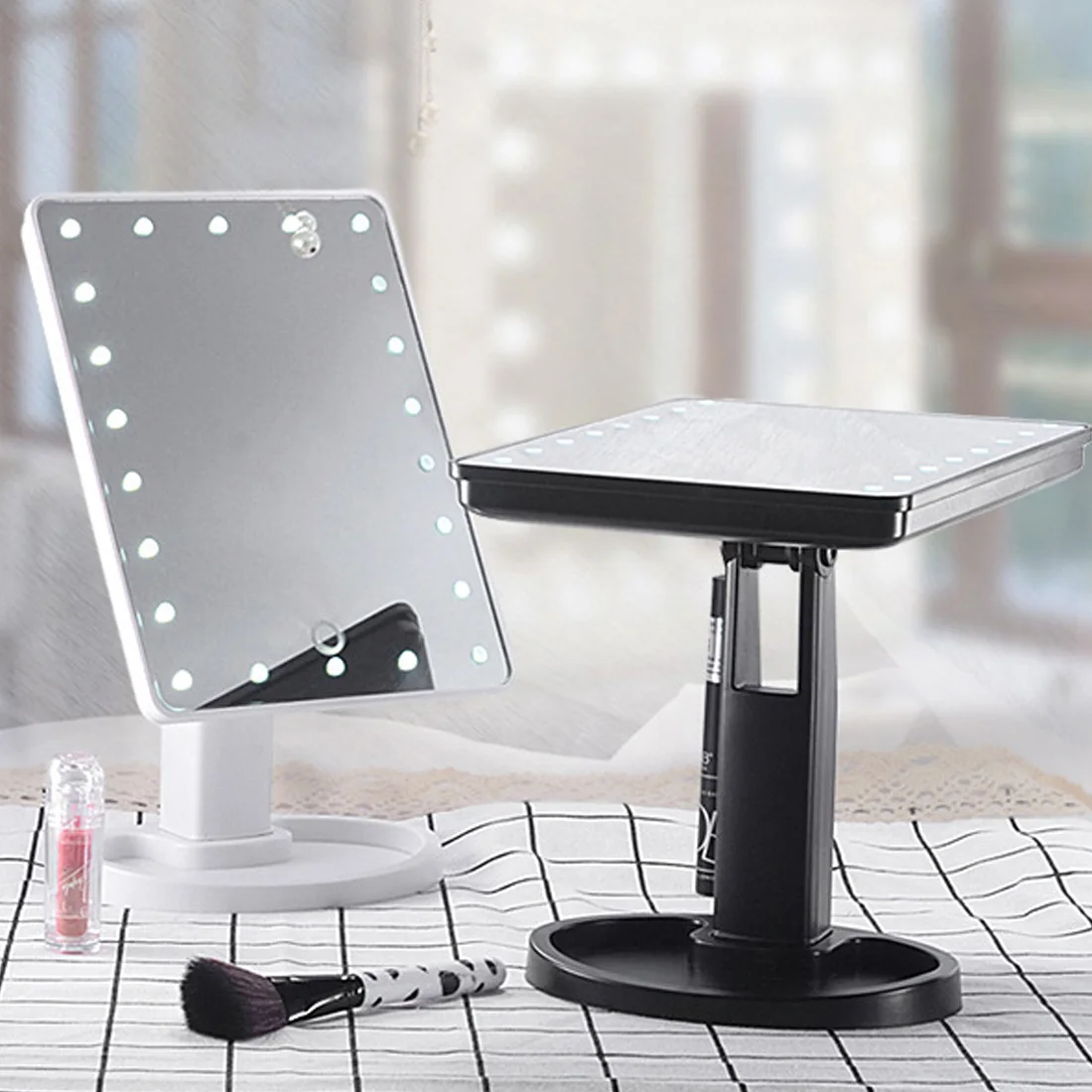 Desktop storage makeup mirror led touch sensor mirror portable 16/22 with light vanity mirror 360 rotating mirror
Desktop storage makeup mirror led touch sensor mirror portable 16/22 with light vanity mirror 360 rotating mirror