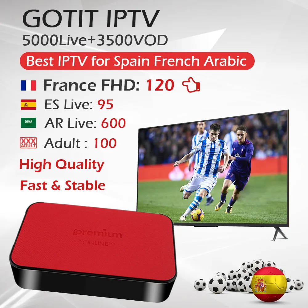 King OTT IPTV Subscription 1 Year Arabic Francais IPTV+AVOV TVOnline Android TV Box FHD 5000Live+3500VOD Adult IPTV Media Player
King OTT IPTV Subscription 1 Year Arabic Francais IPTV+AVOV TVOnline Android TV Box FHD 5000Live+3500VOD Adult IPTV Media Player