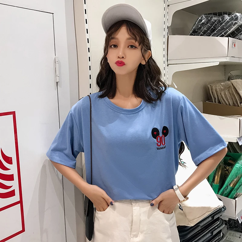 korean Women Short Sleeve cotton T Shirt Summer harajuku Streetwear kawaii O Neck Cartoon embroidery Clothing T-shirt Female Top
korean Women Short Sleeve cotton T Shirt Summer harajuku Streetwear kawaii O Neck Cartoon embroidery Clothing T-shirt Female Top