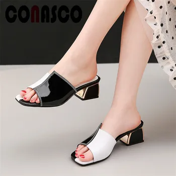 CONASCO High Quality Genuine Leather Women Pumps Square High Heels Summer Prom Fashion Sandals Shoes Woman Concise Sexy Slippers
CONASCO High Quality Genuine Leather Women Pumps Square High Heels Summer Prom Fashion Sandals Shoes Woman Concise Sexy Slippers