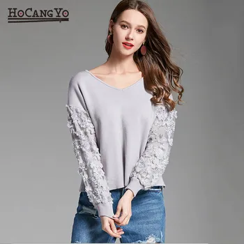 Fashion Sweet 2019 Spring New Bubble Sleeve Women Sweater Chiffon Sleeve V- neck Knitted Thin Sweater pullovers Top sueter mujer
Fashion Sweet 2019 Spring New Bubble Sleeve Women Sweater Chiffon Sleeve V- neck Knitted Thin Sweater pullovers Top sueter mujer