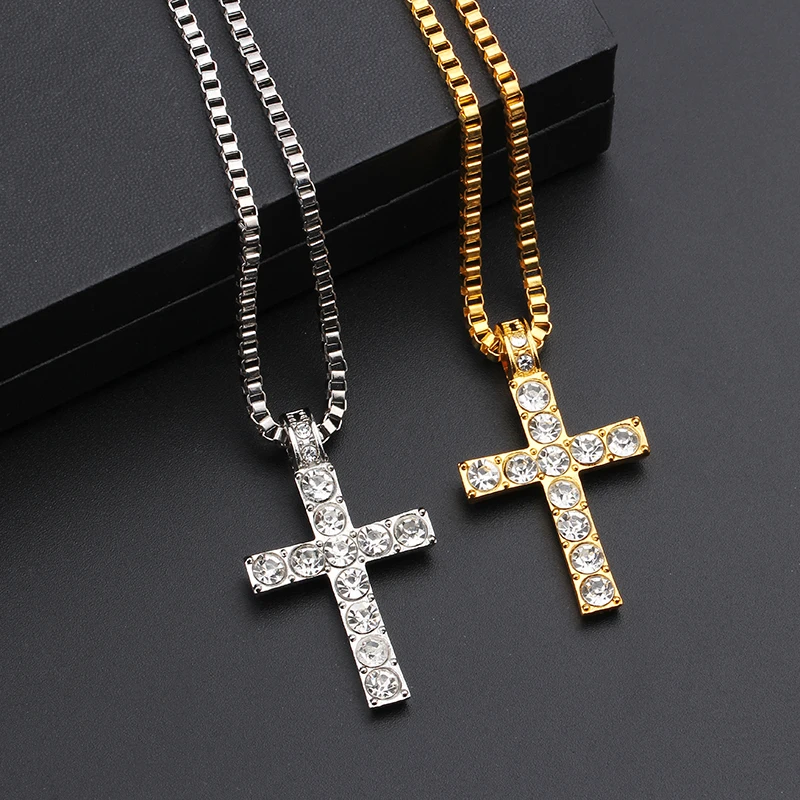 Hip Hop Cross Pendant Necklace Men Women Egyptian Jewelry Iced out Gold Silver Religious Rhinestone Crystal Cross Punk Necklaces
Hip Hop Cross Pendant Necklace Men Women Egyptian Jewelry Iced out Gold Silver Religious Rhinestone Crystal Cross Punk Necklaces