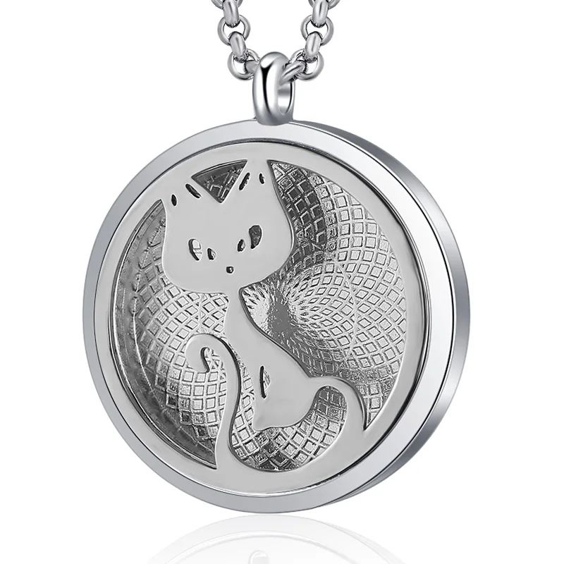 New Aroma Diffuser Cute Cat Necklace Perfume Essential Oils Diffuser Locket Pendant Silver Stainless Steel Aromatherapy Jewelry
New Aroma Diffuser Cute Cat Necklace Perfume Essential Oils Diffuser Locket Pendant Silver Stainless Steel Aromatherapy Jewelry