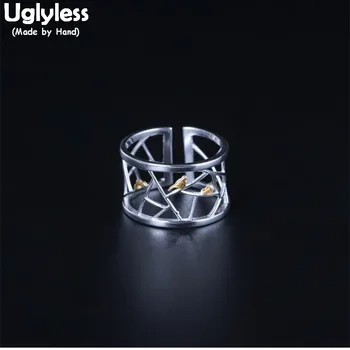 Uglyless Real 925 Sterling Silver Handmade Hollow Grilles Finger Rings for Wmen Wide Open Rings Lovely Gold Birds Fine Jewelry
Uglyless Real 925 Sterling Silver Handmade Hollow Grilles Finger Rings for Wmen Wide Open Rings Lovely Gold Birds Fine Jewelry