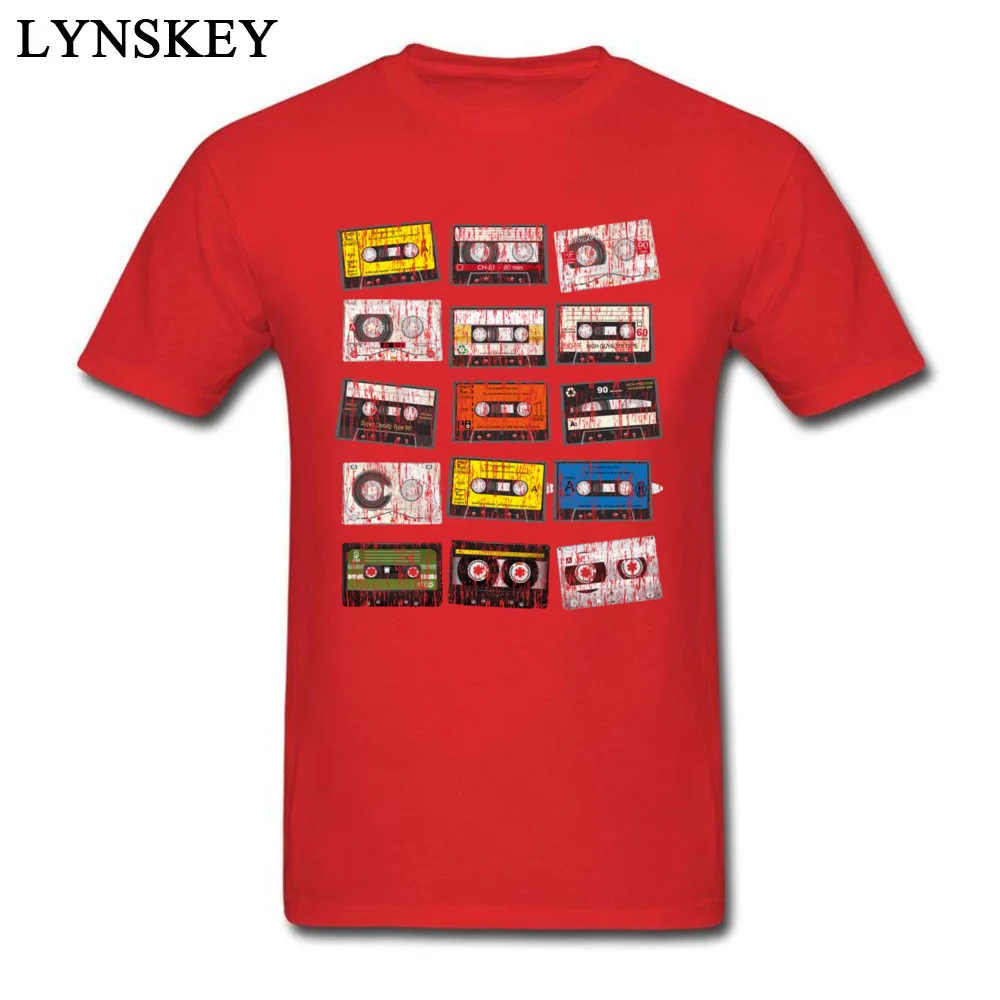 Hot Sale Casual T Shirts O-Neck 100% Cotton Fabric vintage cassettes Student Tops Tees Short Sleeve Summer Fall Casual Sweatshirts vintage cassettes red
