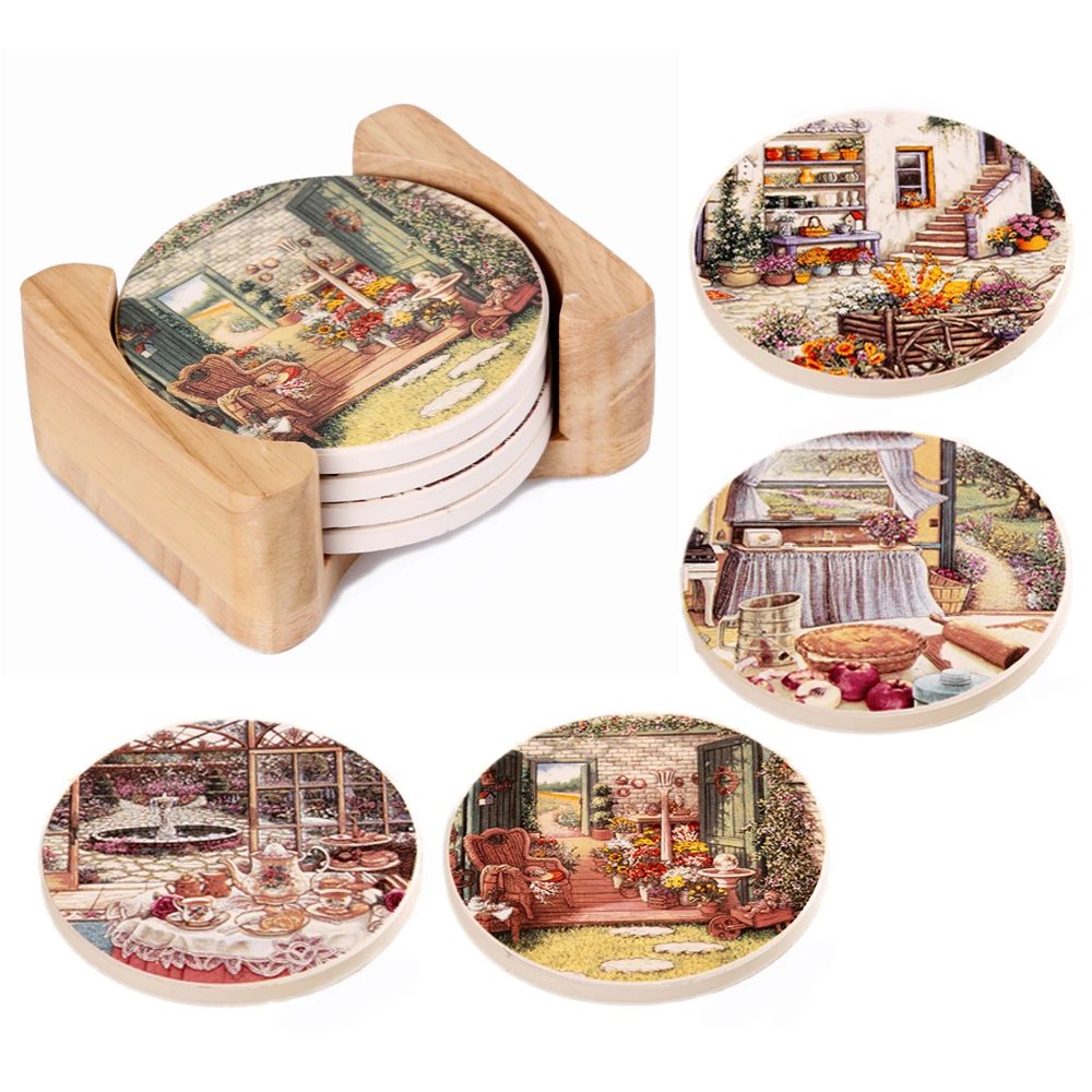 4Pcs/Set Diameter 9 CM Coaster Ceramic Drink Absorbent Surface Slip-resistant Mat Mug Stand Beer Mat With Cork Cup Holder
4Pcs/Set Diameter 9 CM Coaster Ceramic Drink Absorbent Surface Slip-resistant Mat Mug Stand Beer Mat With Cork Cup Holder