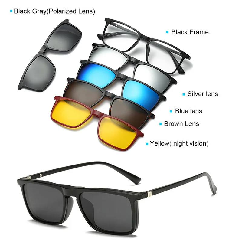 Brightzone Prescription Spectacle Frame Men Women 5 Clip On Polarized Sunglasses Magnetic Glasses Male Driving Myopia Optical
Brightzone Prescription Spectacle Frame Men Women 5 Clip On Polarized Sunglasses Magnetic Glasses Male Driving Myopia Optical