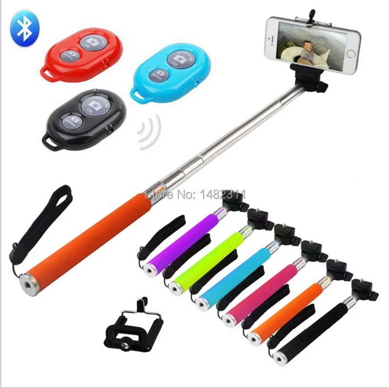 Скидка выдвижной Ручной Автоспуск SelfieStick Bluetooth монопод + беспроводной пульт