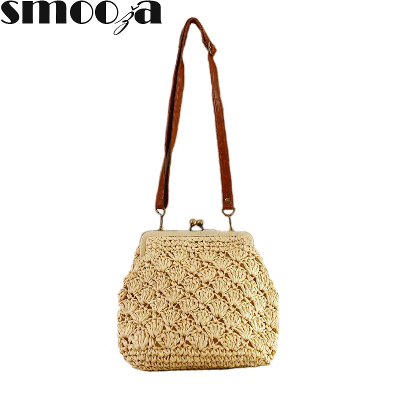SMOOZA 2018 New Straw Weave Beach Bag Women Vintage Shell Shape Knitting Messenger Bags Female Holiday Traveling Shoulder Bag
SMOOZA 2018 New Straw Weave Beach Bag Women Vintage Shell Shape Knitting Messenger Bags Female Holiday Traveling Shoulder Bag