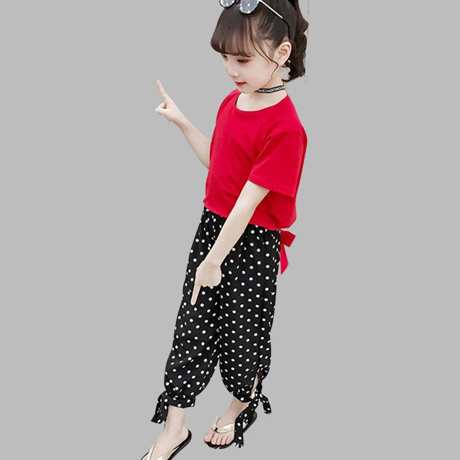 Set Clothes For Girls Solid T Shirt + Dot Pants 2PCS Summer Clothes For Kids Girl Teenage School Costume Child 6 8 10 12 13 14
Set Clothes For Girls Solid T Shirt + Dot Pants 2PCS Summer Clothes For Kids Girl Teenage School Costume Child 6 8 10 12 13 14