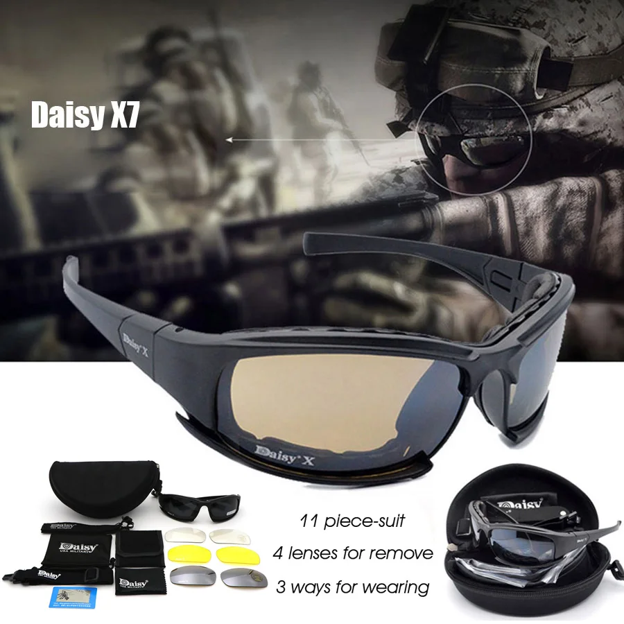 Daisy X7 Military Goggles Bullet-proof Army Polarized Sunglasses 4 Lens Hunting Shooting Airsoft Eyewear
Daisy X7 Military Goggles Bullet-proof Army Polarized Sunglasses 4 Lens Hunting Shooting Airsoft Eyewear