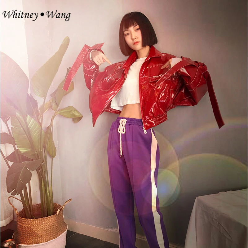 Куртка WHITNEY WANG женская Байкерская из искусственной кожи с коротким рукавом и
