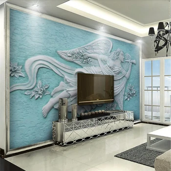 beibehang Wallpaper Mural Living Room Bedroom Custom 3D Bronze Sculpture Dunhuang Flying Mural Wall Home Decor