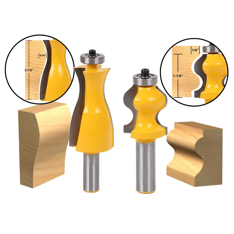 2PCS/SET Bit Jewelry Box Side and Foot Mold Router Bit Set - 1/2" Shank