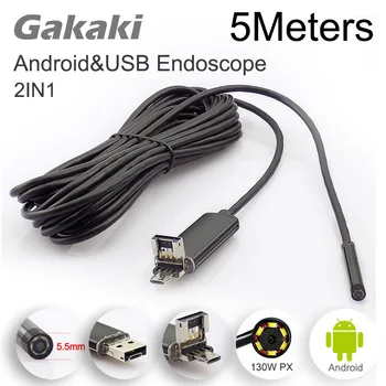 Gakaki 2in1 Android USB Endoscope Camera 5.5mm 5M Android Phone OTG USB Borescope Endoscoop Inspection Snake Tube Camera
Gakaki 2in1 Android USB Endoscope Camera 5.5mm 5M Android Phone OTG USB Borescope Endoscoop Inspection Snake Tube Camera