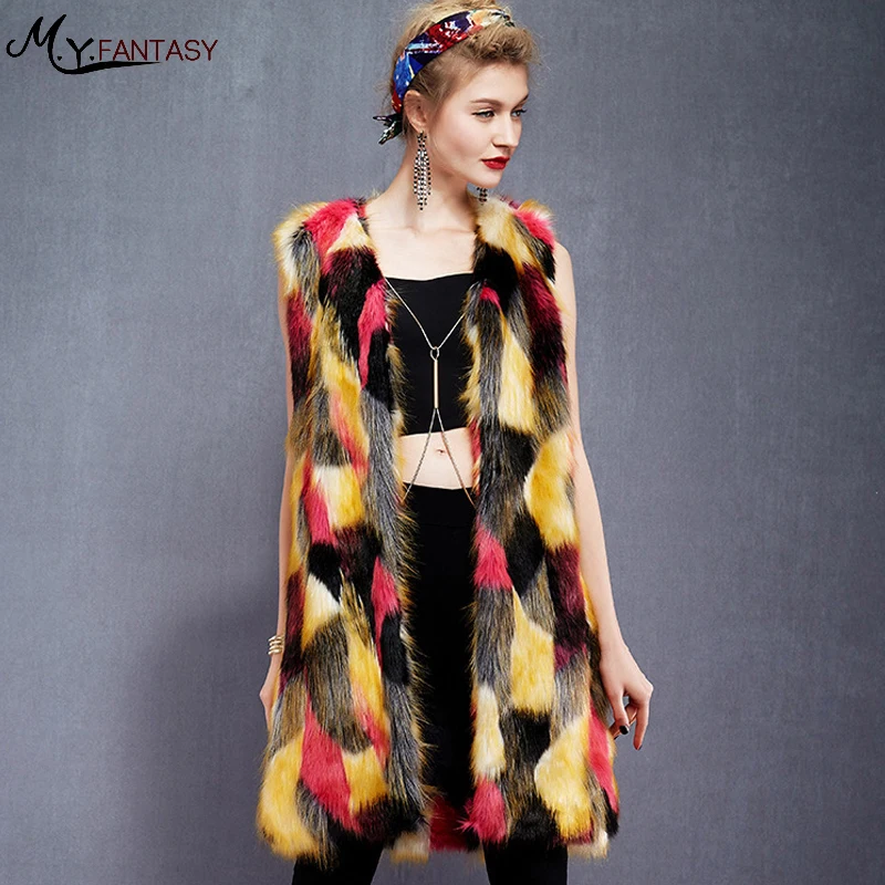 women long paragraph colorful fox imitation fur vest Coat female Faux Fox Fur Vests Fashion Luxury Peel Women's Jacket Veste
women long paragraph colorful fox imitation fur vest Coat female Faux Fox Fur Vests Fashion Luxury Peel Women's Jacket Veste