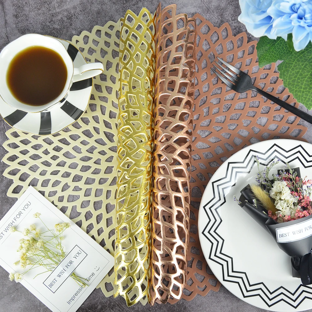 PVC Placemat For Dining Table Plastic Hollow Pad Round Baroque Mediterranean Coaster Pads Table Bowl Mats Home Decoration 4PCS
PVC Placemat For Dining Table Plastic Hollow Pad Round Baroque Mediterranean Coaster Pads Table Bowl Mats Home Decoration 4PCS