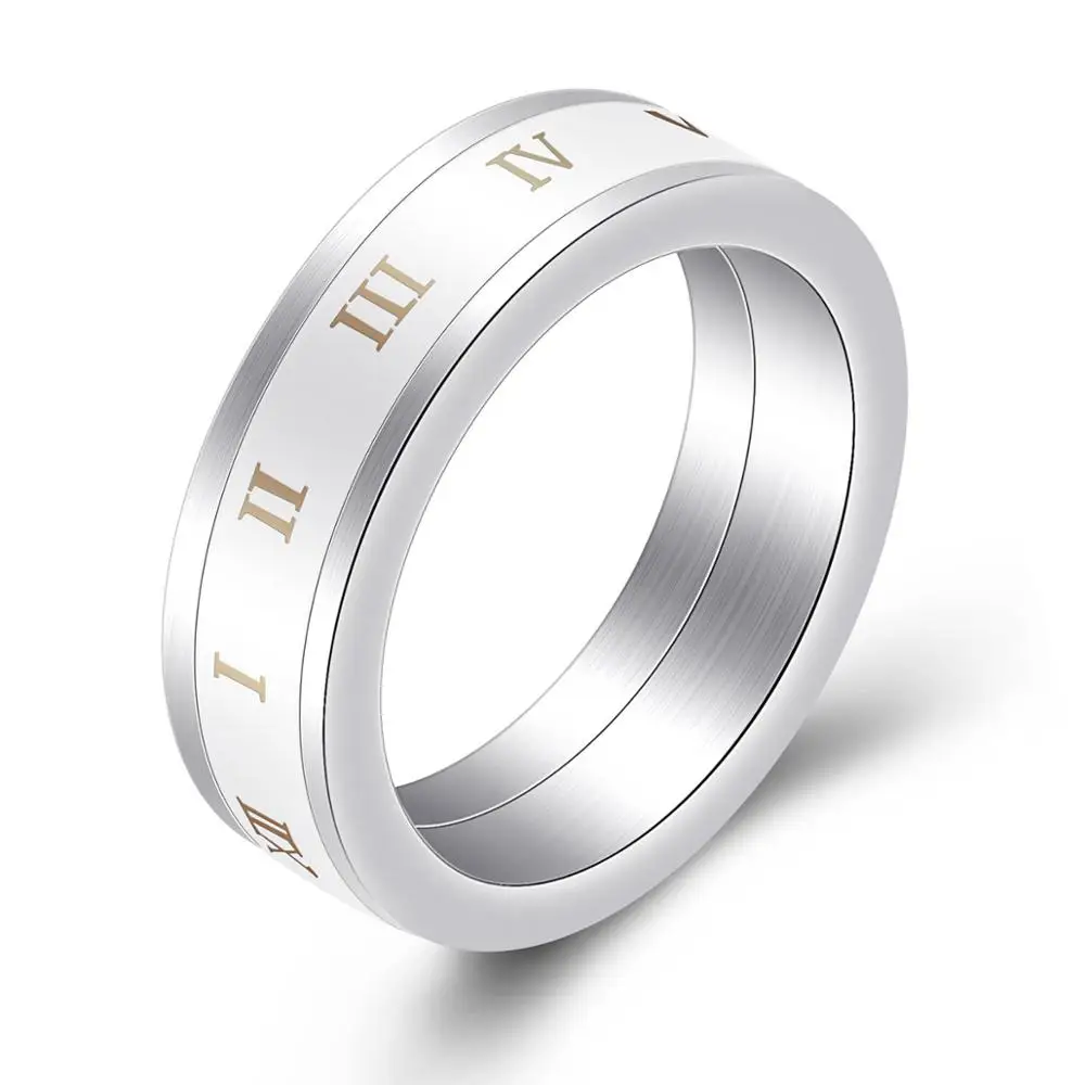 Stainless Steel Rings for Women Silver Engagement Ring with Ceramic Roman Numeral Female Fashion Jewelry
Stainless Steel Rings for Women Silver Engagement Ring with Ceramic Roman Numeral Female Fashion Jewelry