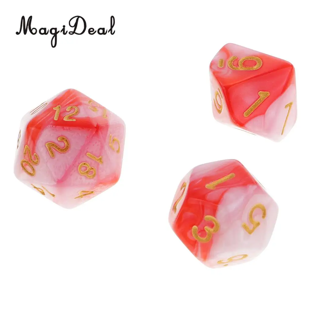 MagiDeal 42Pcs/Lot Double Colors Acrylic Polyhedral Dice 16mm for Dungeons Dragons DND MTG RPG Table Party Game Pub Bar Toys