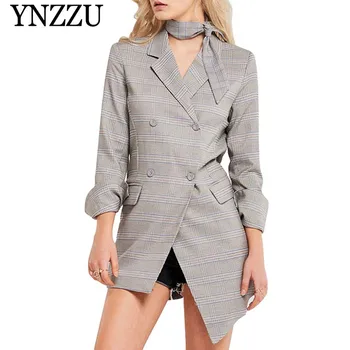YNZZU Chic 2019 Spring Irregular Women Blazers and Jackets Plaid Double Breasted Long Sleeve Female Blazer Coat Plus Size YO766
YNZZU Chic 2019 Spring Irregular Women Blazers and Jackets Plaid Double Breasted Long Sleeve Female Blazer Coat Plus Size YO766