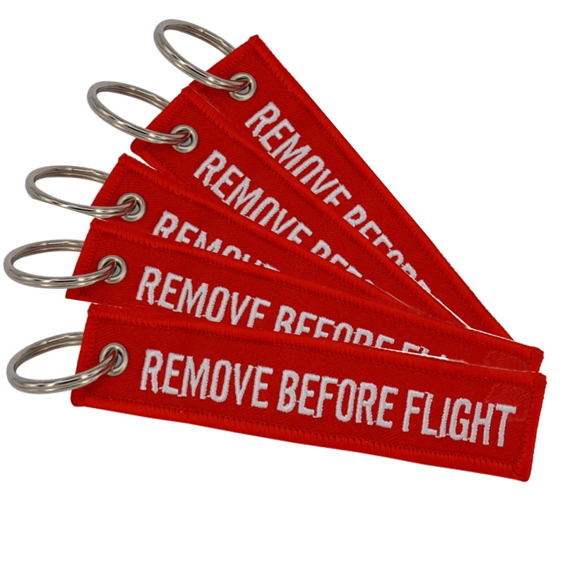 Remove Before Flight Key Chain Chaveiro Red Embroidery Keychain Ring for Aviation Gifts OEM Key Ring Jewelry Luggage Tag Key Fob2 2