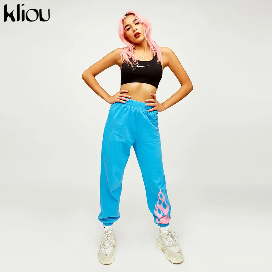 Kliou women fashion street pants 2019 autumn casual long trousers with pocket cargo pants fire print elastic high waist bottom
Kliou women fashion street pants 2019 autumn casual long trousers with pocket cargo pants fire print elastic high waist bottom