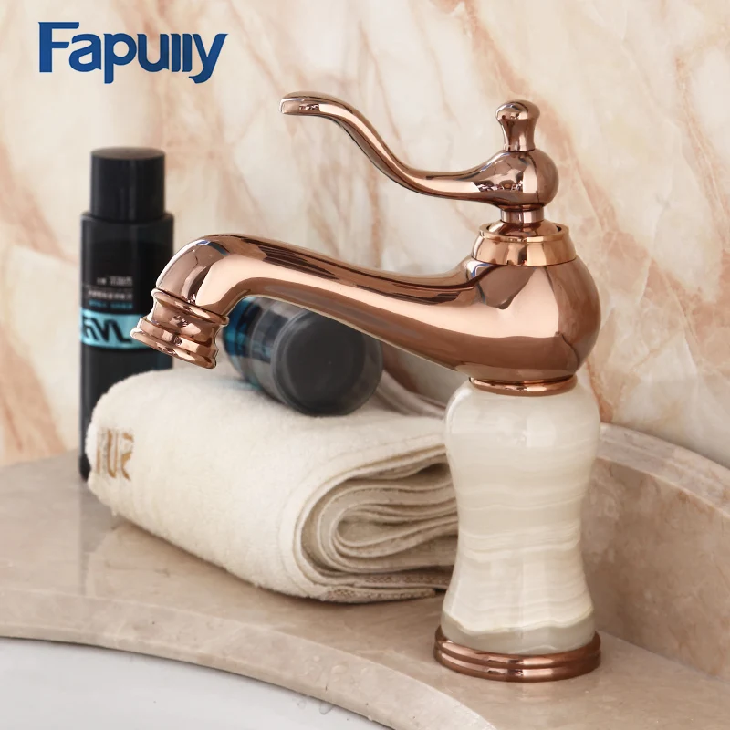 Fapully Basin Rose Gold Bathroom Basin Faucet Single Handle Jade Brass Body Deck Mounted Hot And Cold Water Mixer Tap 559-11R
Fapully Basin Rose Gold Bathroom Basin Faucet Single Handle Jade Brass Body Deck Mounted Hot And Cold Water Mixer Tap 559-11R