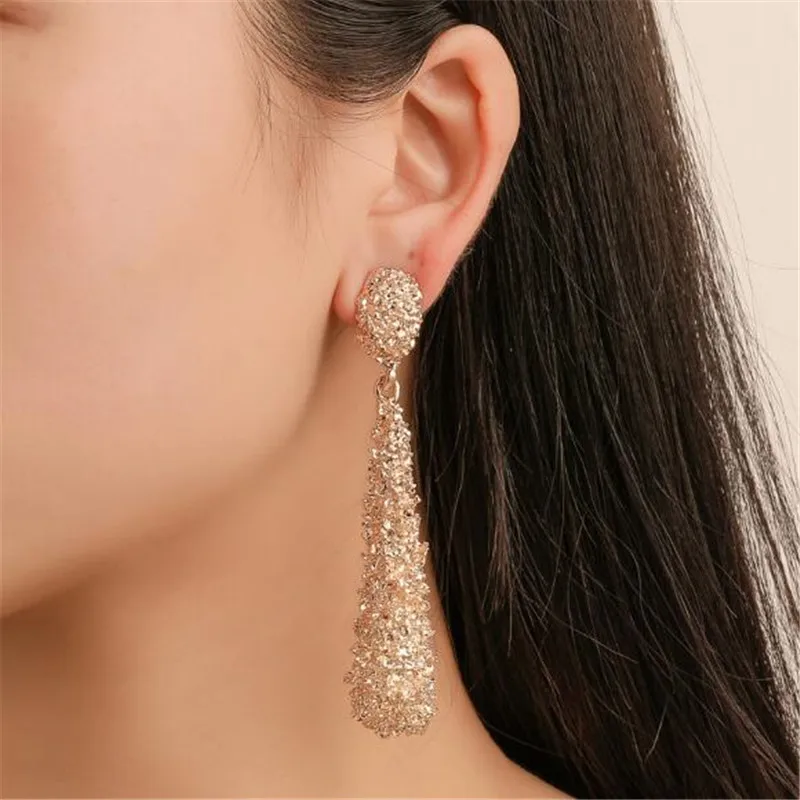 Vintage Metal Drop Earrings For Women Rose Gold Scrub Water Drop Dangle Earrings Female Fashion Statement Jewelry Gifts Earrings
Vintage Metal Drop Earrings For Women Rose Gold Scrub Water Drop Dangle Earrings Female Fashion Statement Jewelry Gifts Earrings