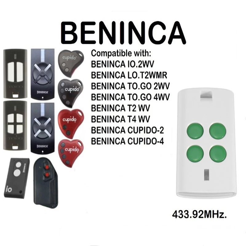 BENINCA LO.T2WMS, T2WK/T4WK, TO.GO2WP/TO.GO4WP Compatible Remote Control Rolling code 433.92MHz
BENINCA LO.T2WMS, T2WK/T4WK, TO.GO2WP/TO.GO4WP Compatible Remote Control Rolling code 433.92MHz